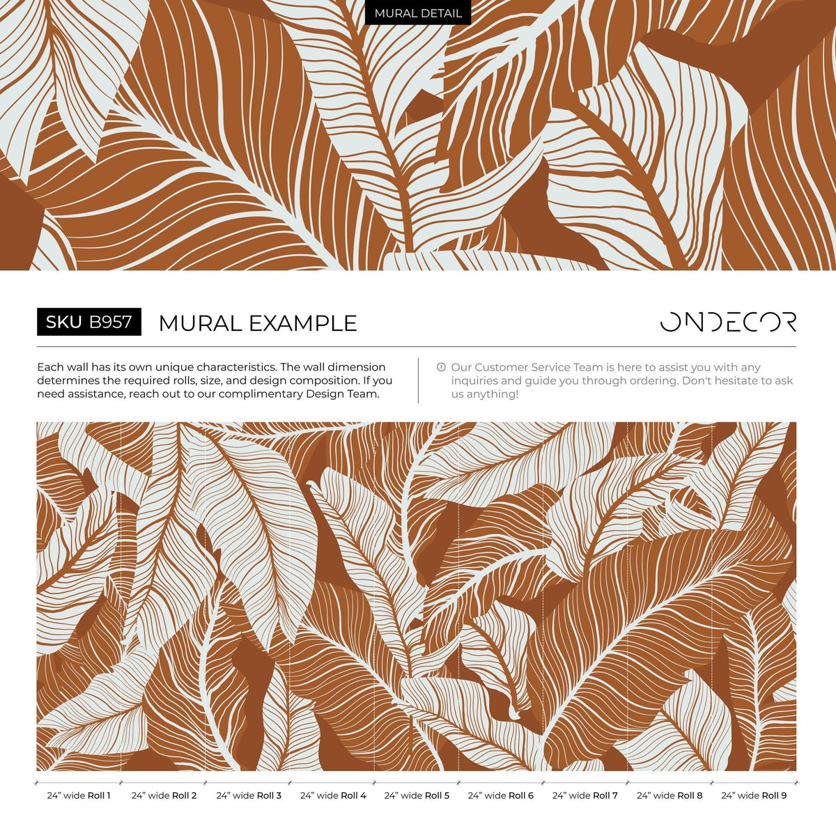 Tropical Leaves Wallpaper - B957 - WallTrend