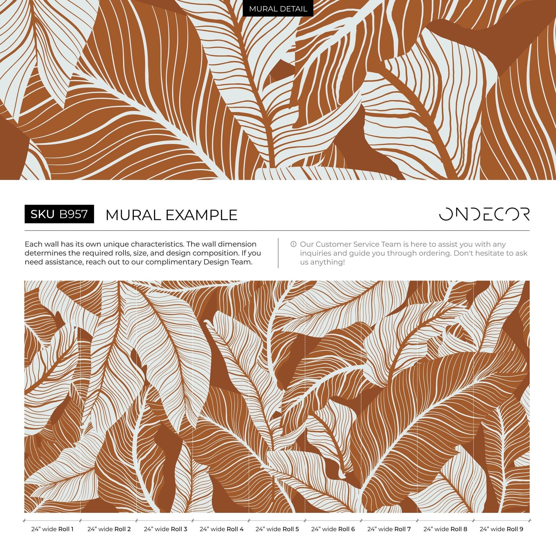 Tropical Leaves Wallpaper - B957 - WallTrend
