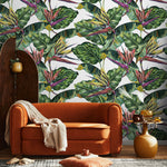 Tropical Leaves Wallpaper Bird of paradise Wallpaper Peel and Stick and Traditional Wallpaper - A433 - WallTrend