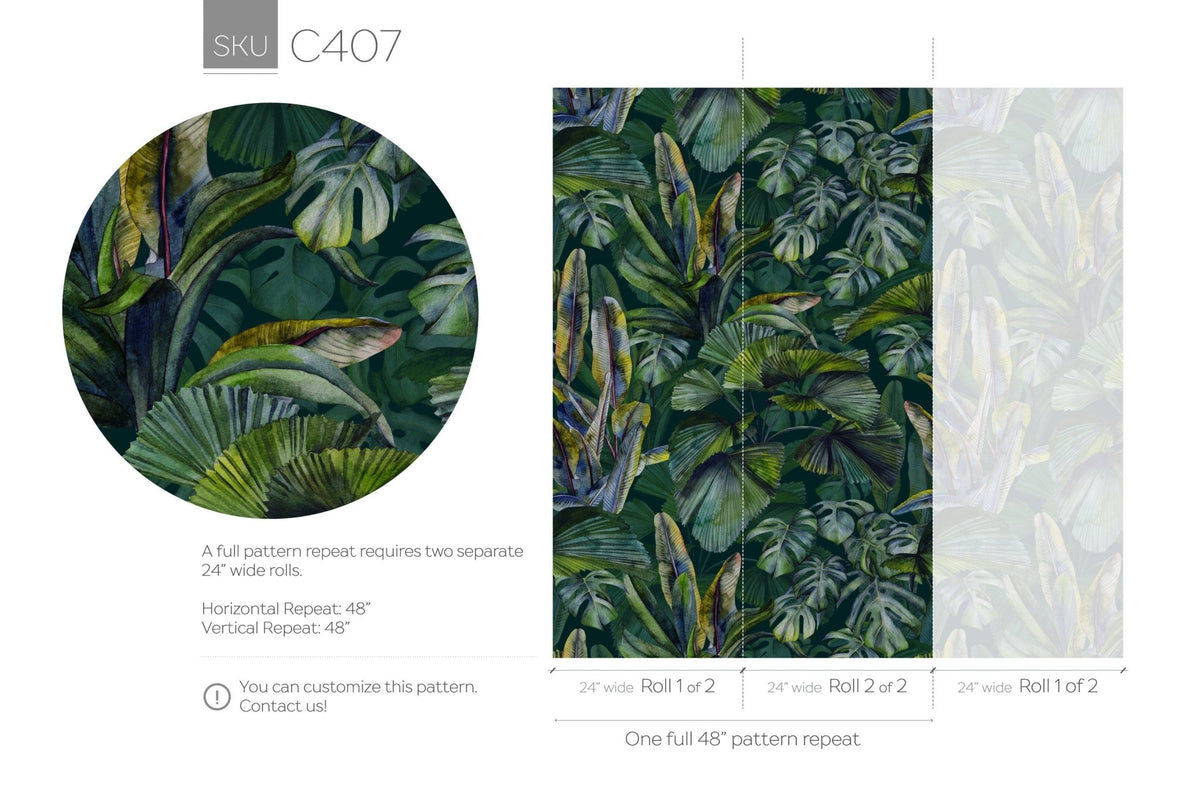 Tropical Leaves Wallpaper - C407 - WallTrend