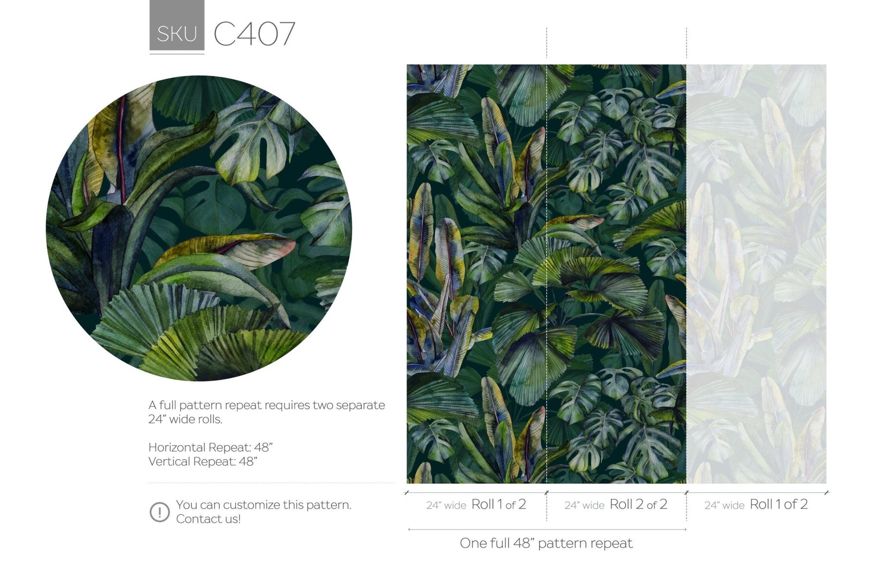 Tropical Leaves Wallpaper - C407 - WallTrend