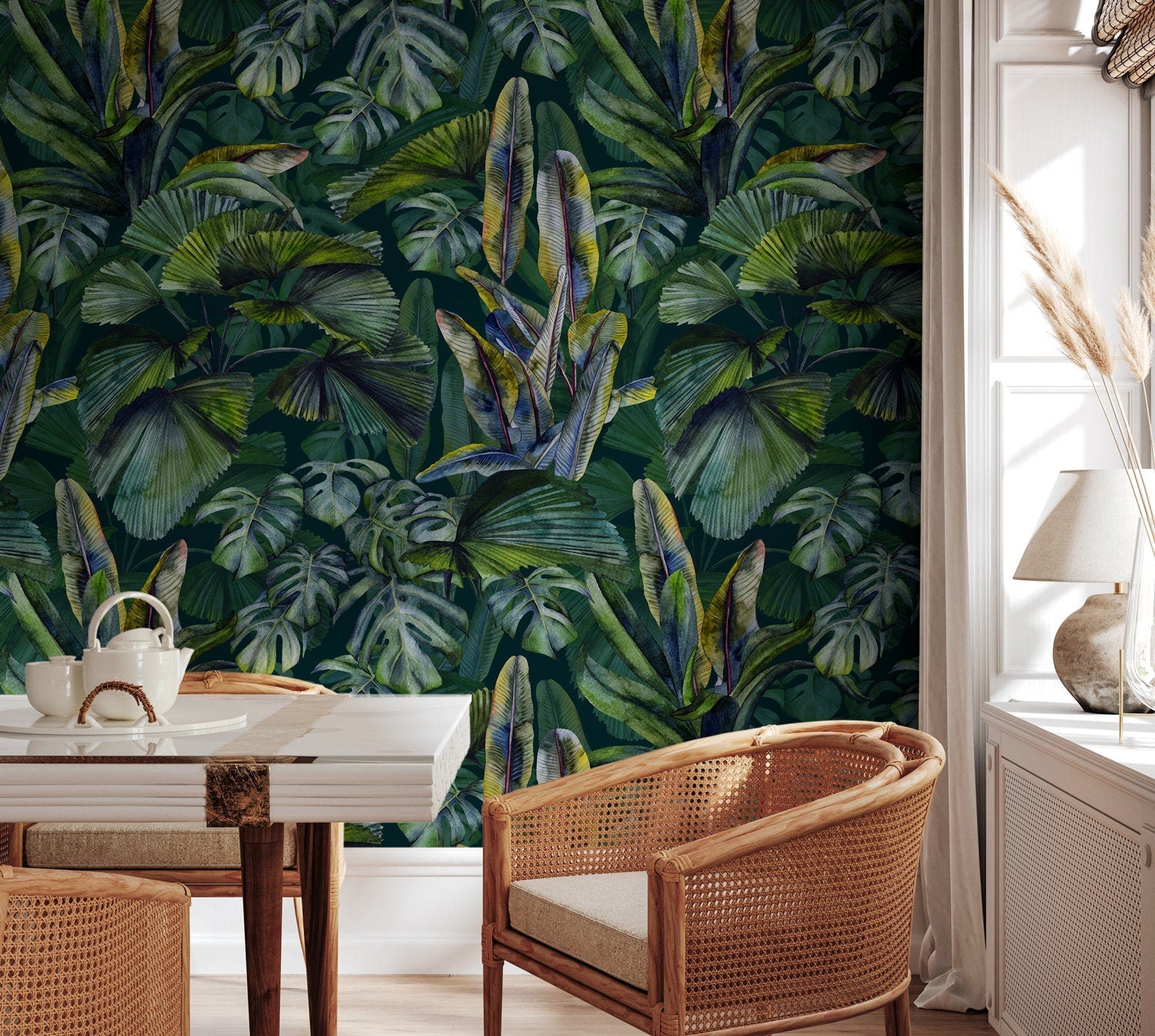 Tropical Leaves Wallpaper - C407 - WallTrend