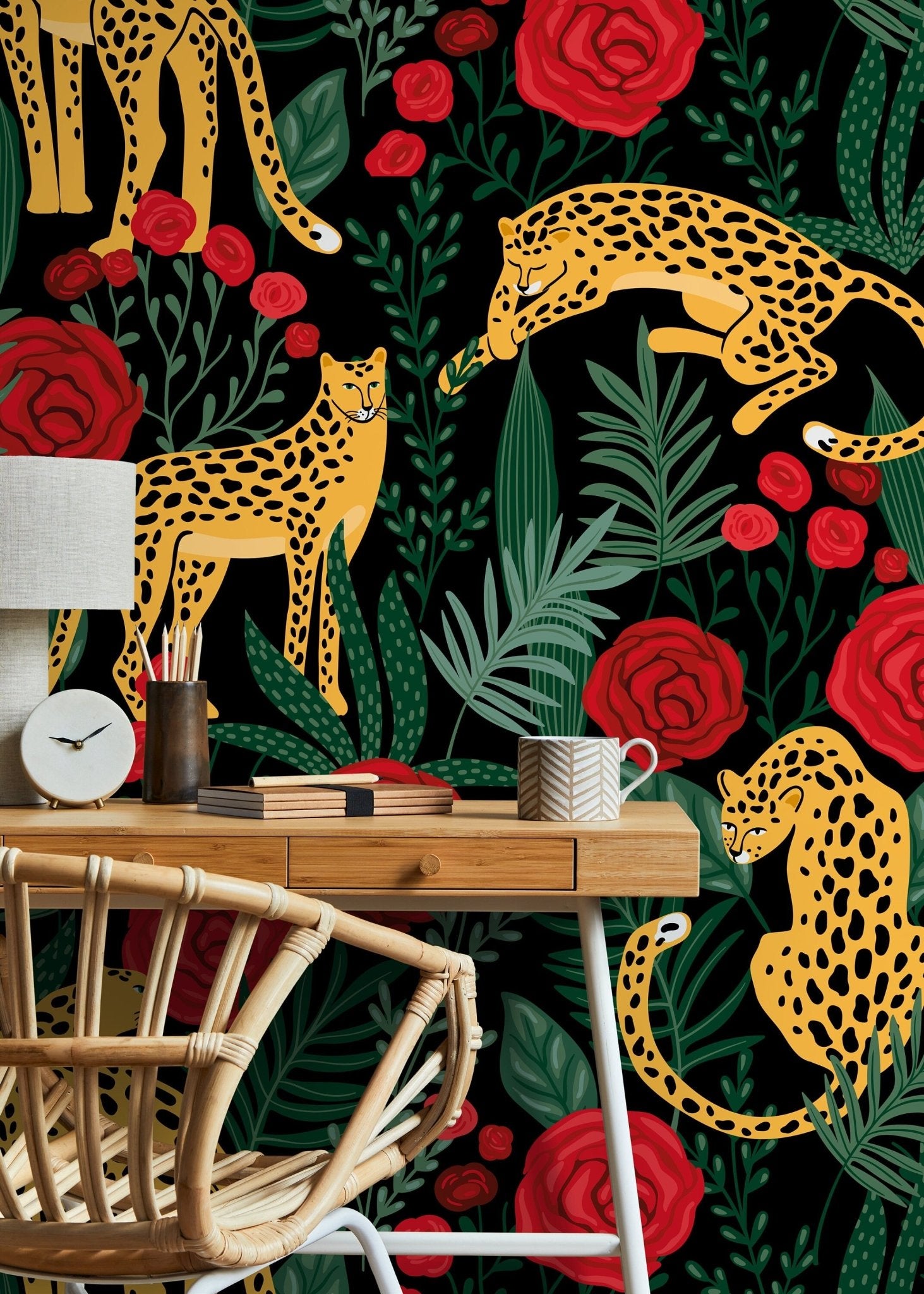 Tropical Leopard Wallpaper - D154 - WallTrend
