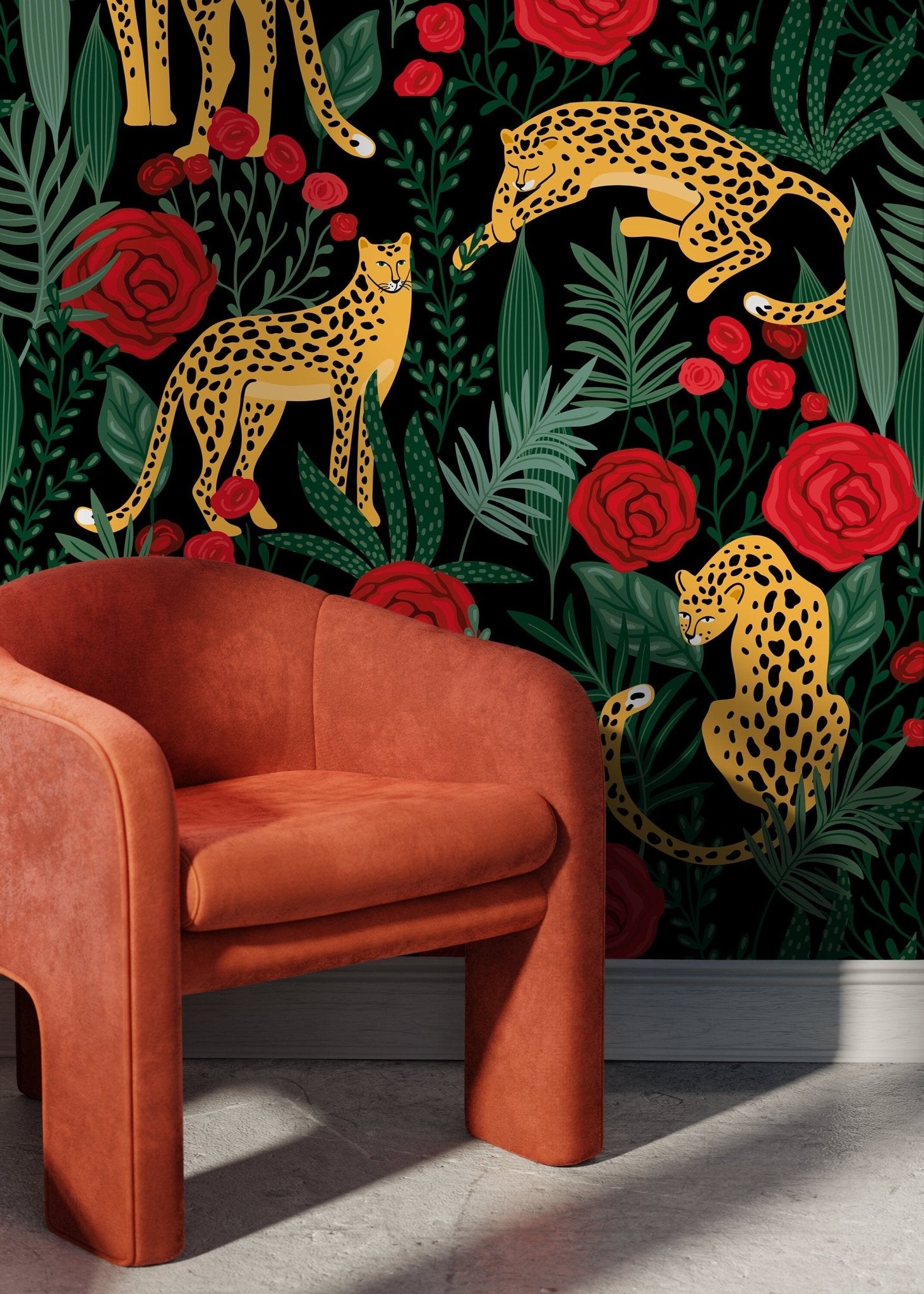 Tropical Leopard Wallpaper - D154 - WallTrend