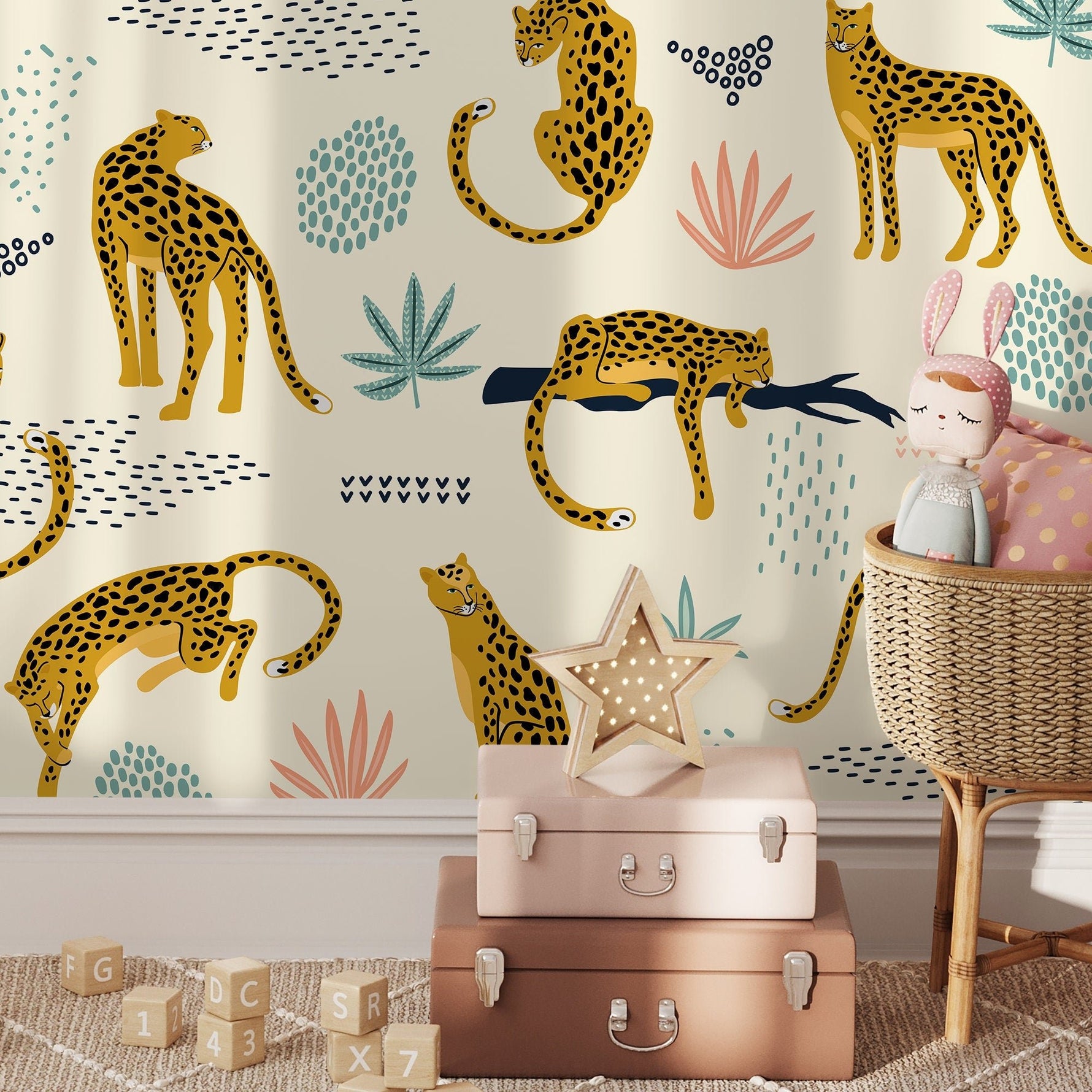 Tropical Leopards Wallpaper - C350 - WallTrend