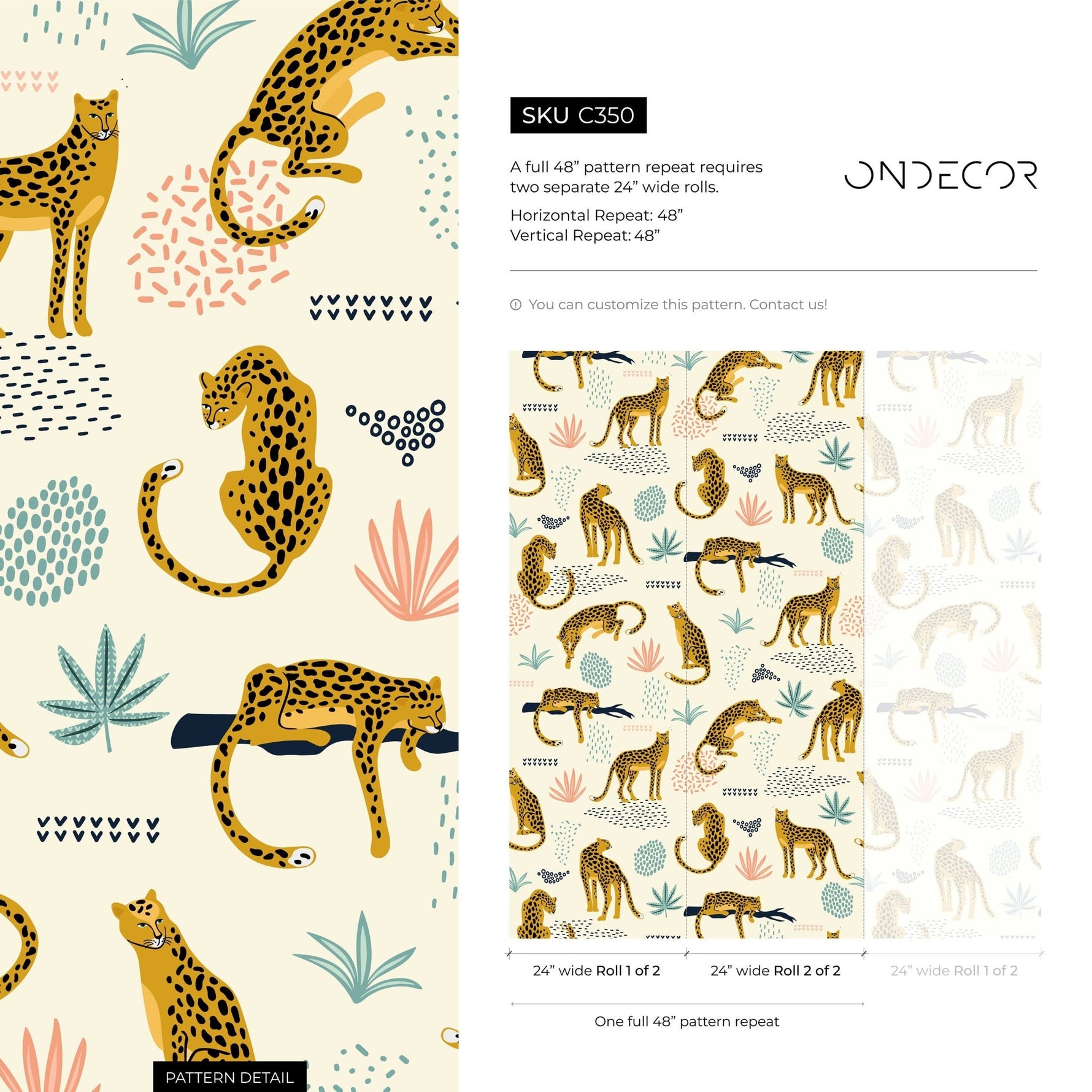 Tropical Leopards Wallpaper - C350 - WallTrend