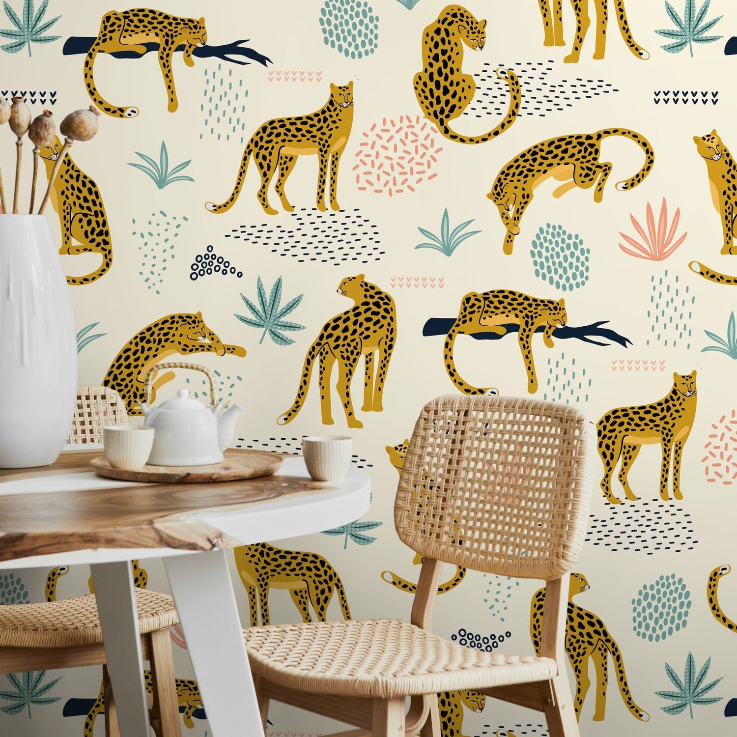 Tropical Leopards Wallpaper - C350 - WallTrend