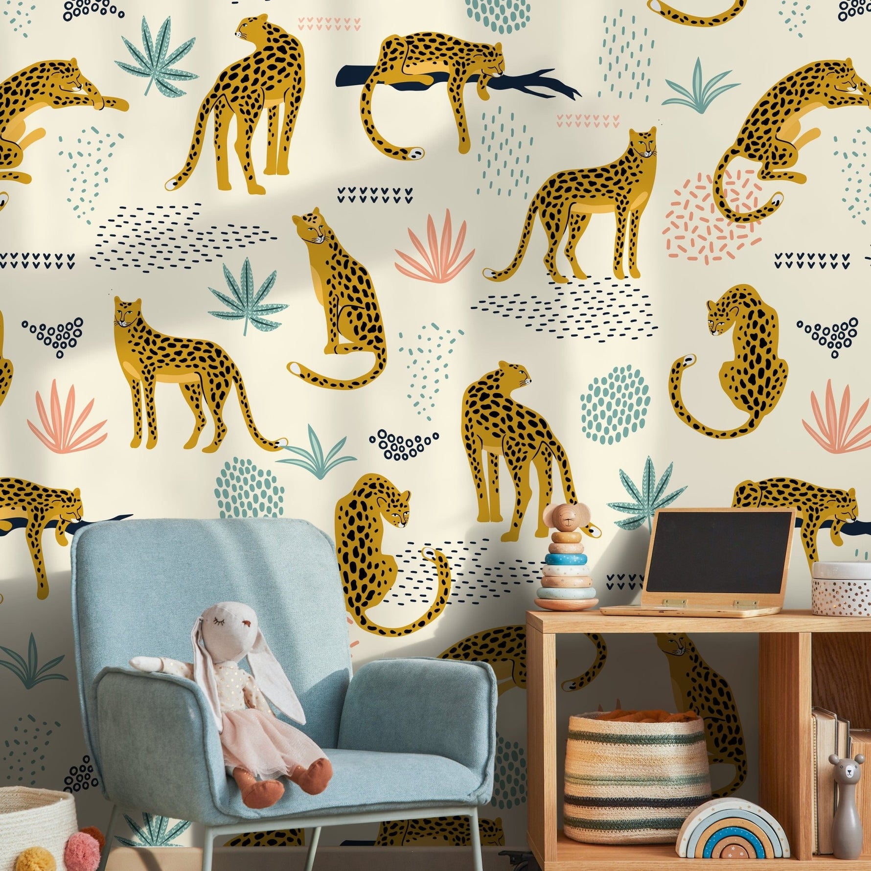 Tropical Leopards Wallpaper - C350 - WallTrend