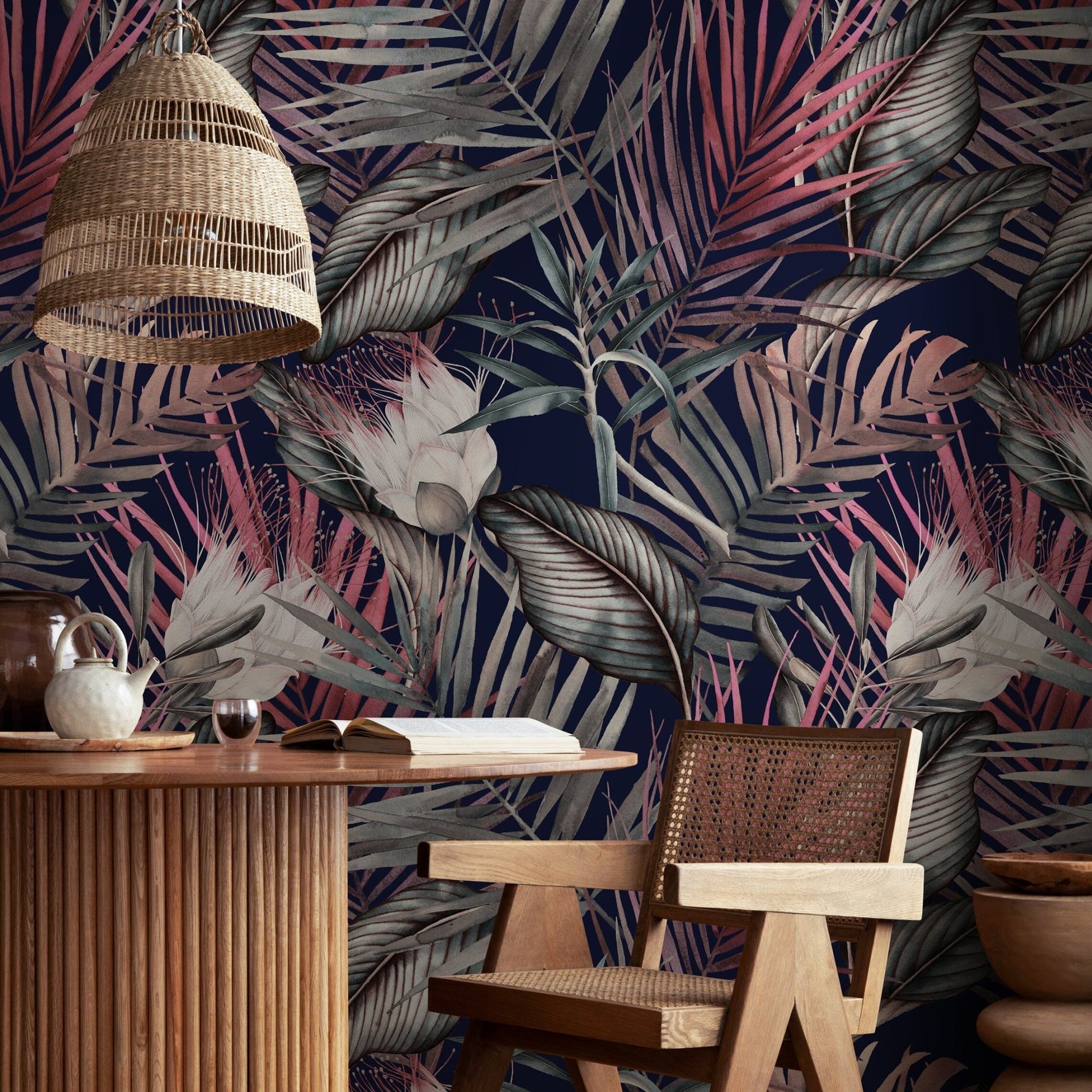 Tropical Midnight Botanical Wallpaper - A836 - WallTrend