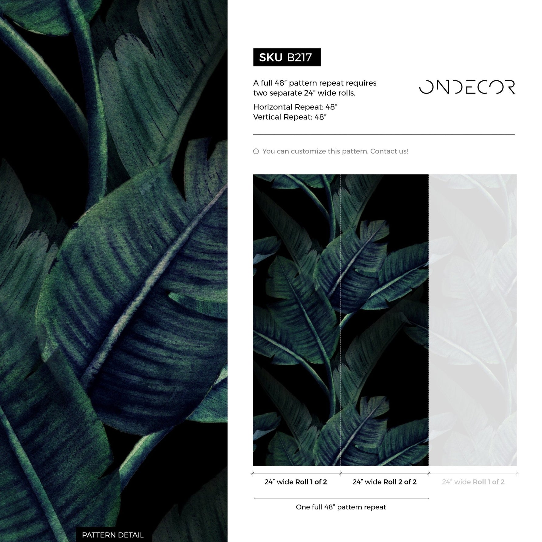 Tropical Midnight Leaves Wallpaper - B217 - WallTrend