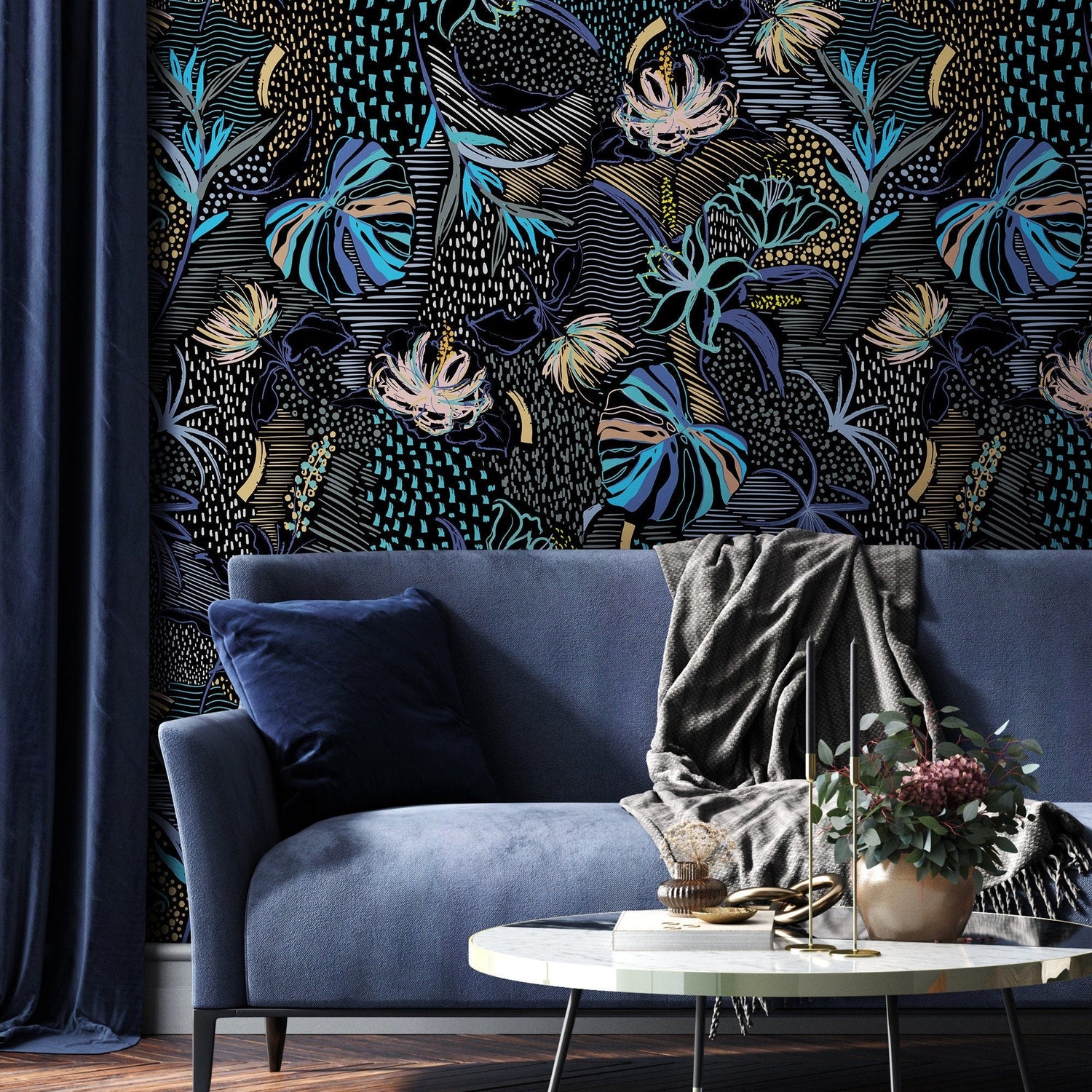Tropical Midnight Wallpaper - B096 - WallTrend