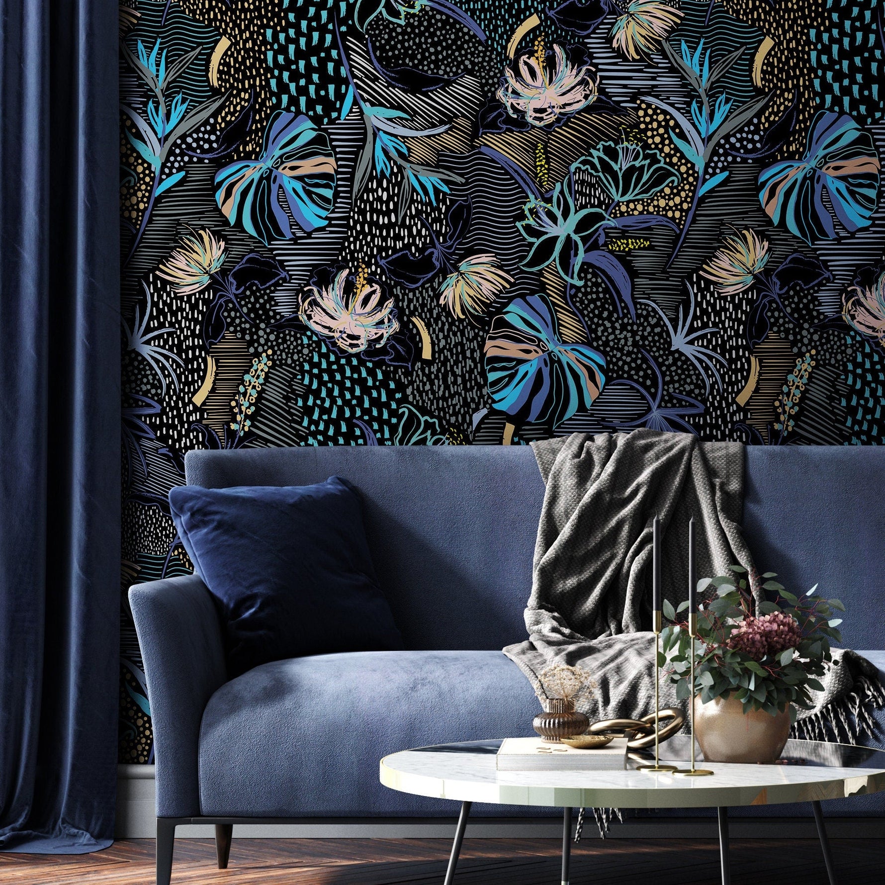 Tropical Midnight Wallpaper - B096 - WallTrend