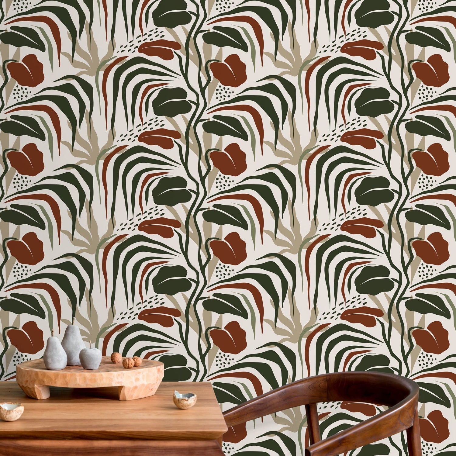 Tropical Modern Wallpaper Leaves Wallpaper Peel and Stick and Traditional Wallpaper - D717 - WallTrend