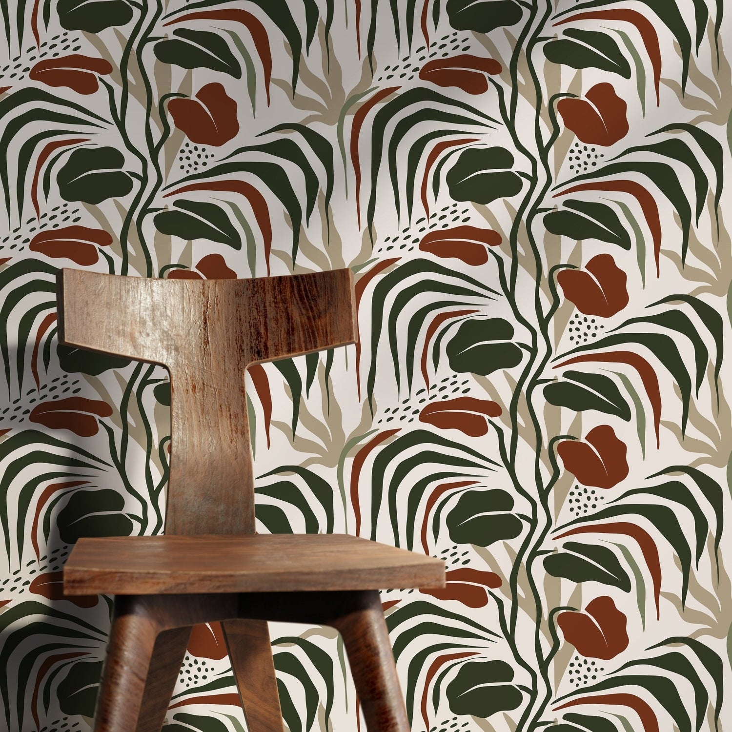 Tropical Modern Wallpaper Leaves Wallpaper Peel and Stick and Traditional Wallpaper - D717 - WallTrend