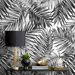 Tropical Monochrome Foliage Wallpaper - B031 - WallTrend