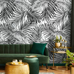 Tropical Monochrome Foliage Wallpaper - B031 - WallTrend