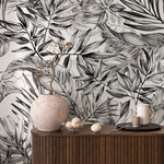 Tropical Monochrome Leaves Wallpaper - A277 - WallTrend