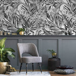 Tropical Monochrome Leaves Wallpaper - A277 - WallTrend