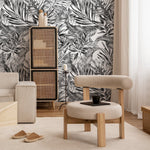 Tropical Monochrome Leaves Wallpaper - A277 - WallTrend