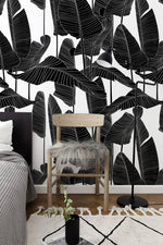 Tropical Monochrome Leaves Wallpaper - B097 - WallTrend