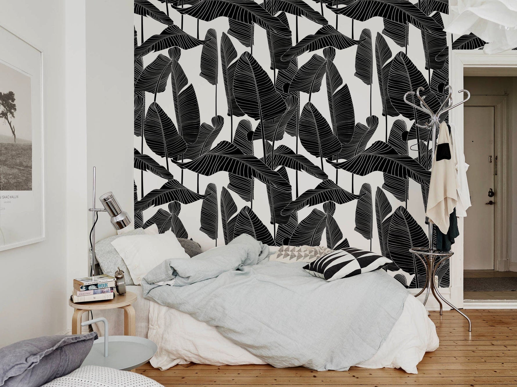 Tropical Monochrome Leaves Wallpaper - B097 - WallTrend