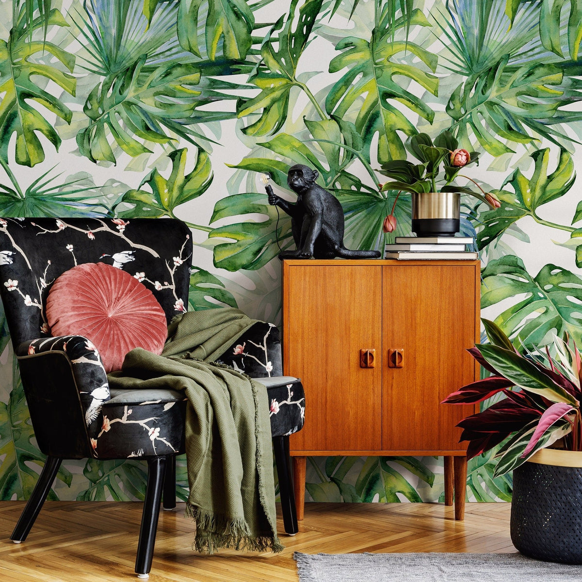 Tropical Monstera Delight Wallpaper - A214 - WallTrend