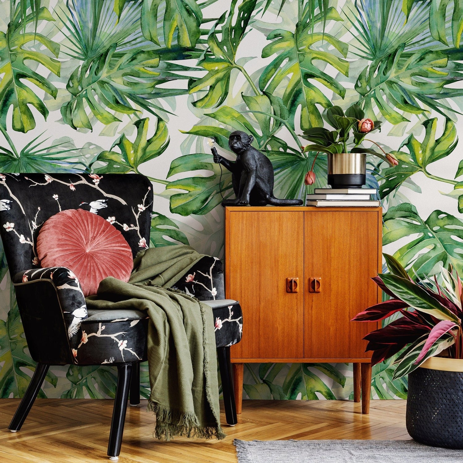 Tropical Monstera Delight Wallpaper - A214 - WallTrend