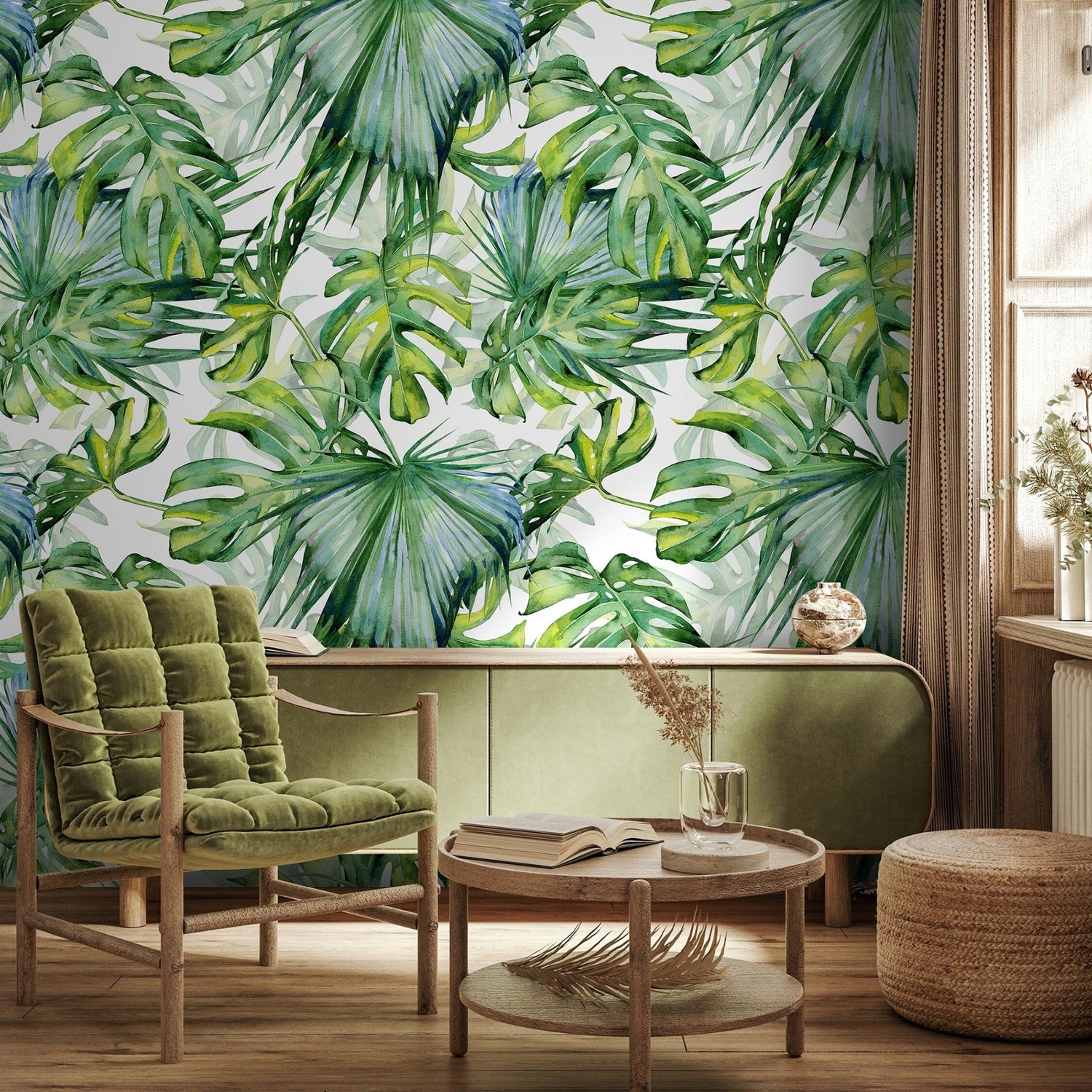 Tropical Monstera Delight Wallpaper - A214 - WallTrend