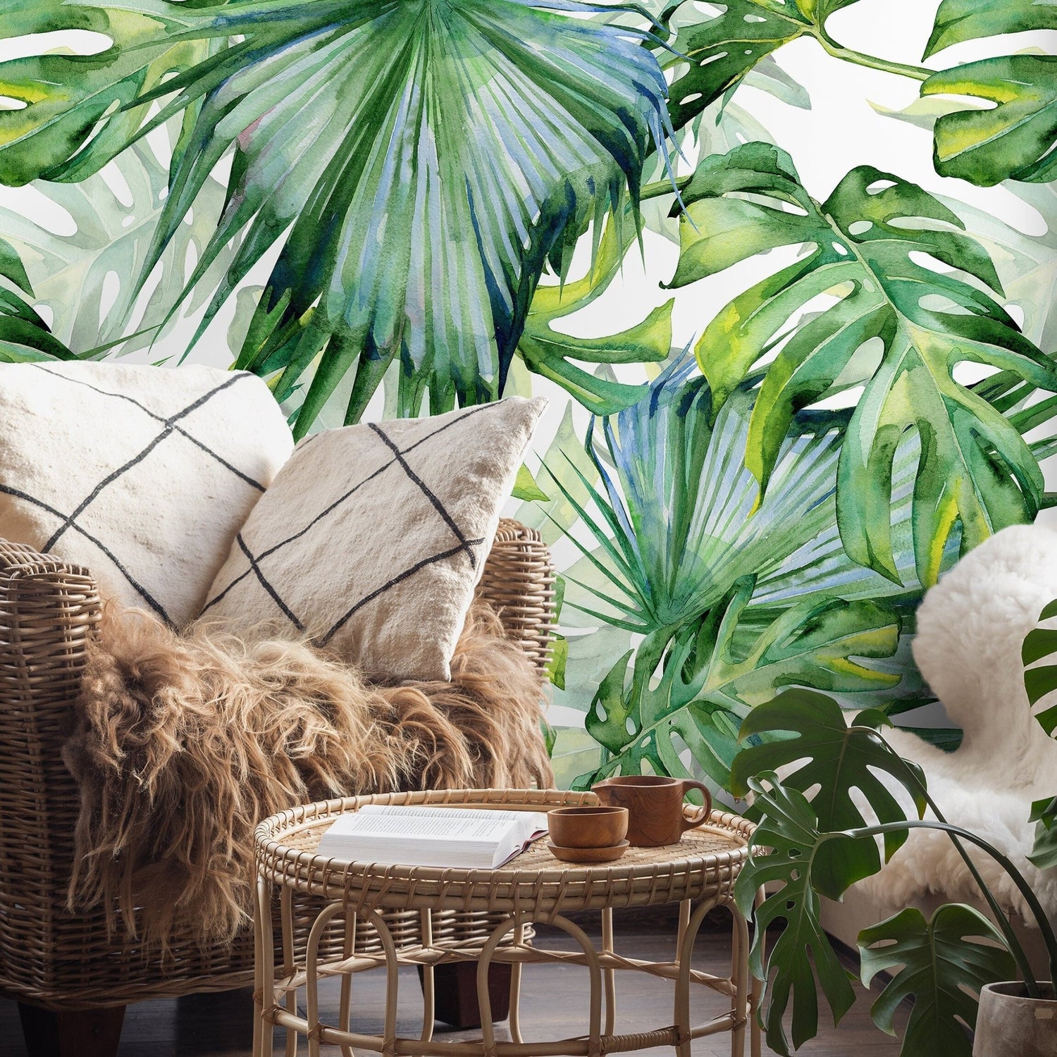 Tropical Monstera Delight Wallpaper - A214 - WallTrend