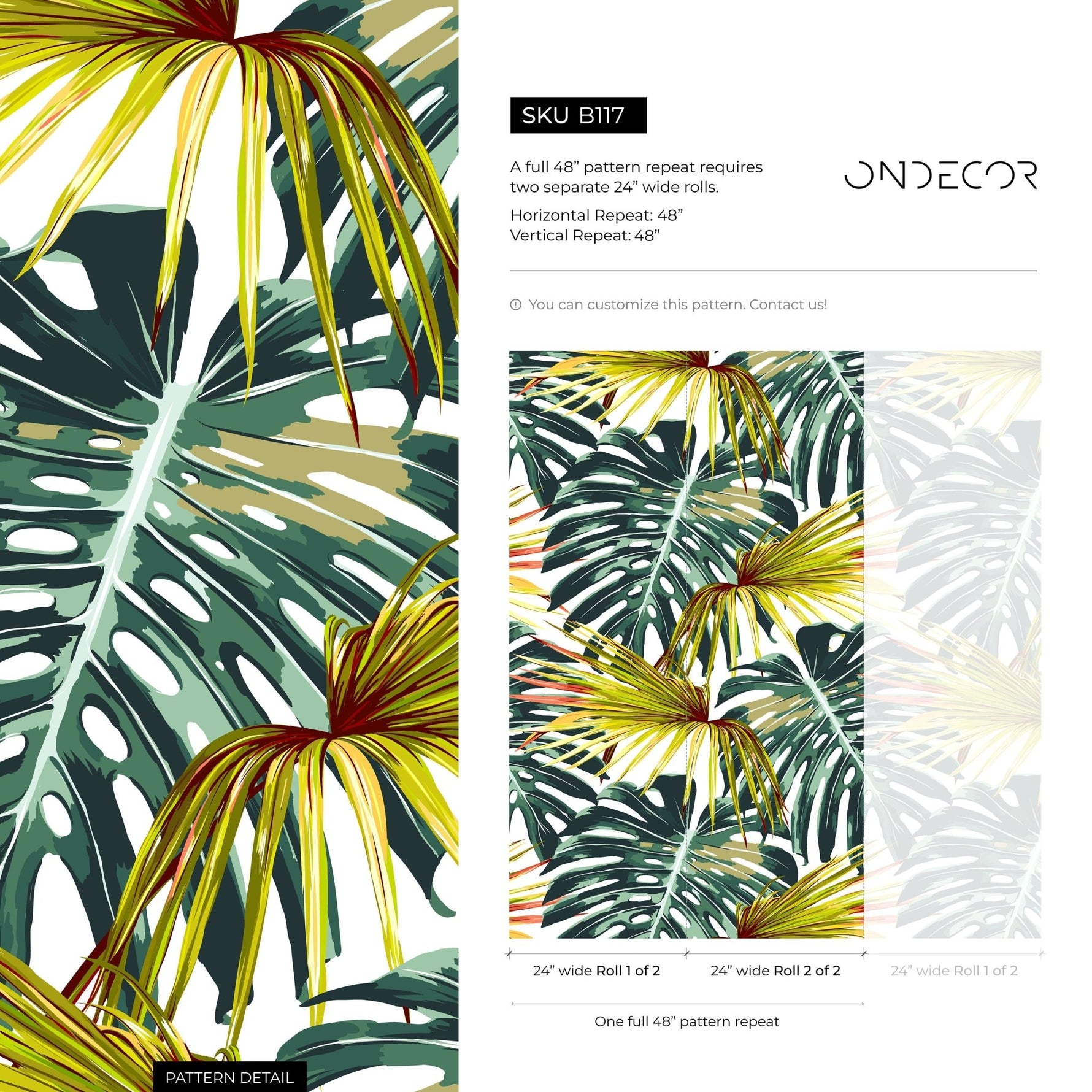 Tropical Monstera Delight Wallpaper - B117 - WallTrend