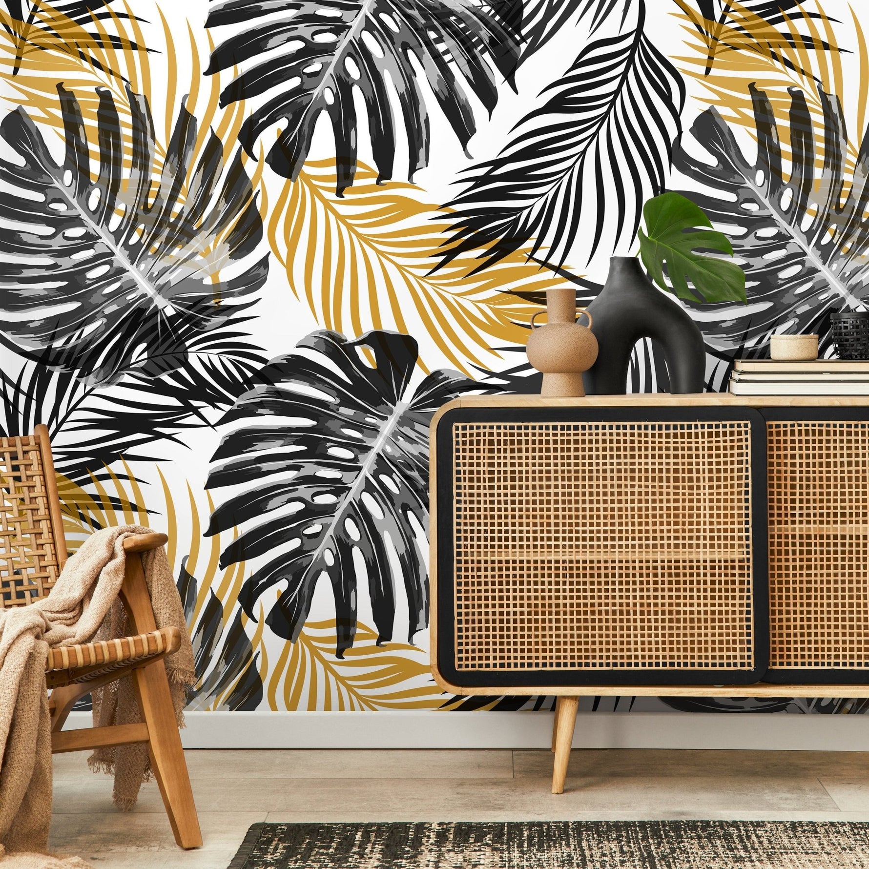 Tropical Monstera Delight Wallpaper - B119 - WallTrend