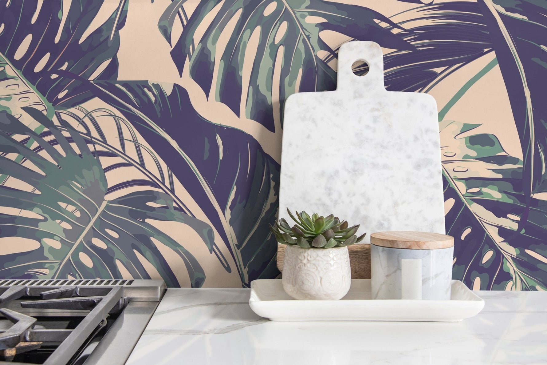 Tropical Monstera Delight Wallpaper - B127 - WallTrend