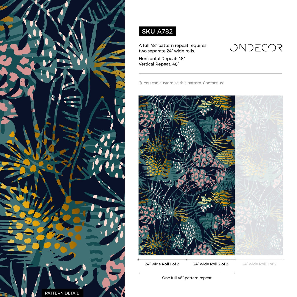 Tropical Multicolor Leaves - Removable Wallpaper Peel and Stick Wallpaper Wall Paper Wall Mural - A782 - WallTrend