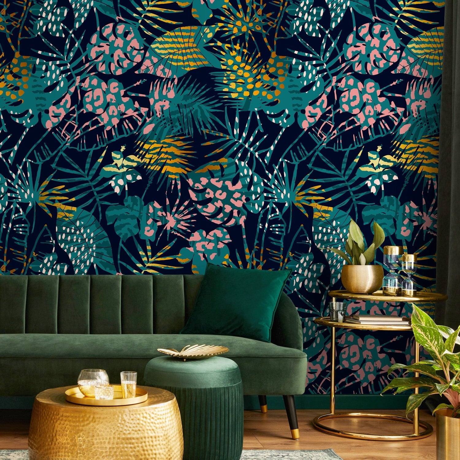 Tropical Multicolor Leaves - Removable Wallpaper Peel and Stick Wallpaper Wall Paper Wall Mural - A782 - WallTrend