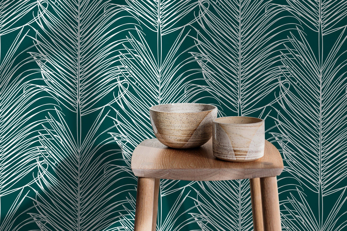 Tropical Palm Fronds Wallpaper - B595 - WallTrend