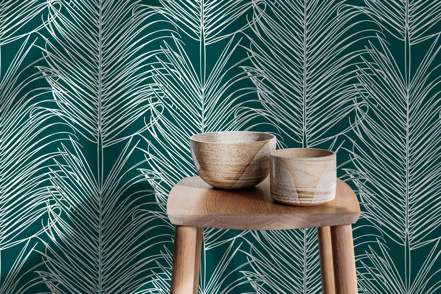 Tropical Palm Fronds Wallpaper - B595 - WallTrend