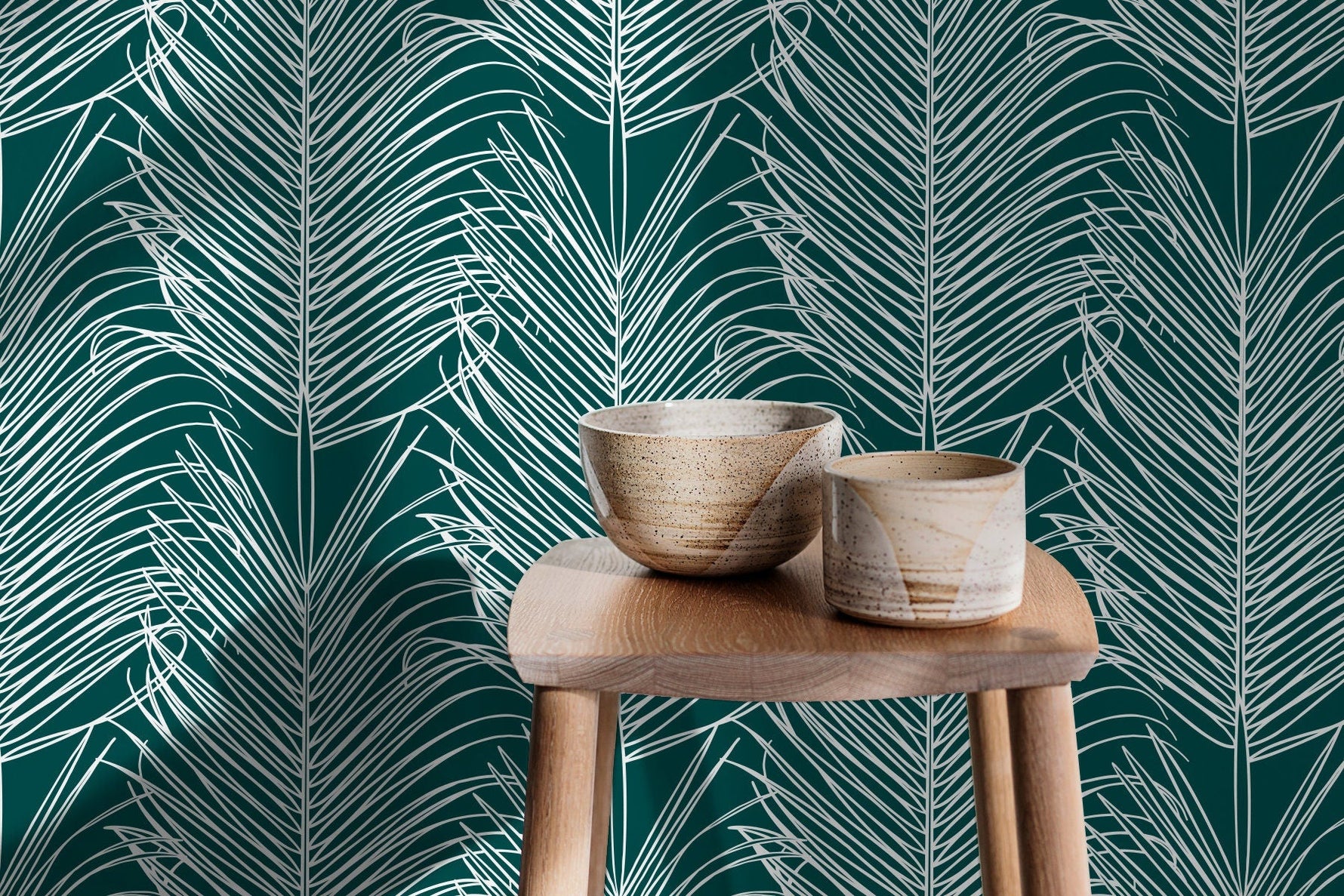 Tropical Palm Fronds Wallpaper - B595 - WallTrend
