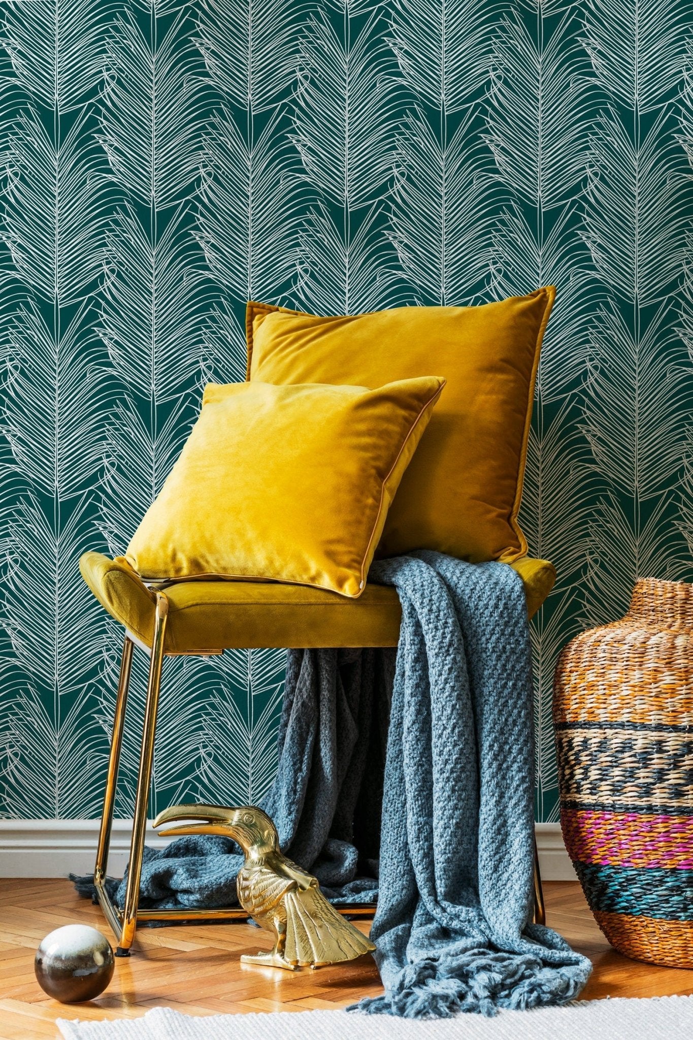 Tropical Palm Fronds Wallpaper - B595 - WallTrend