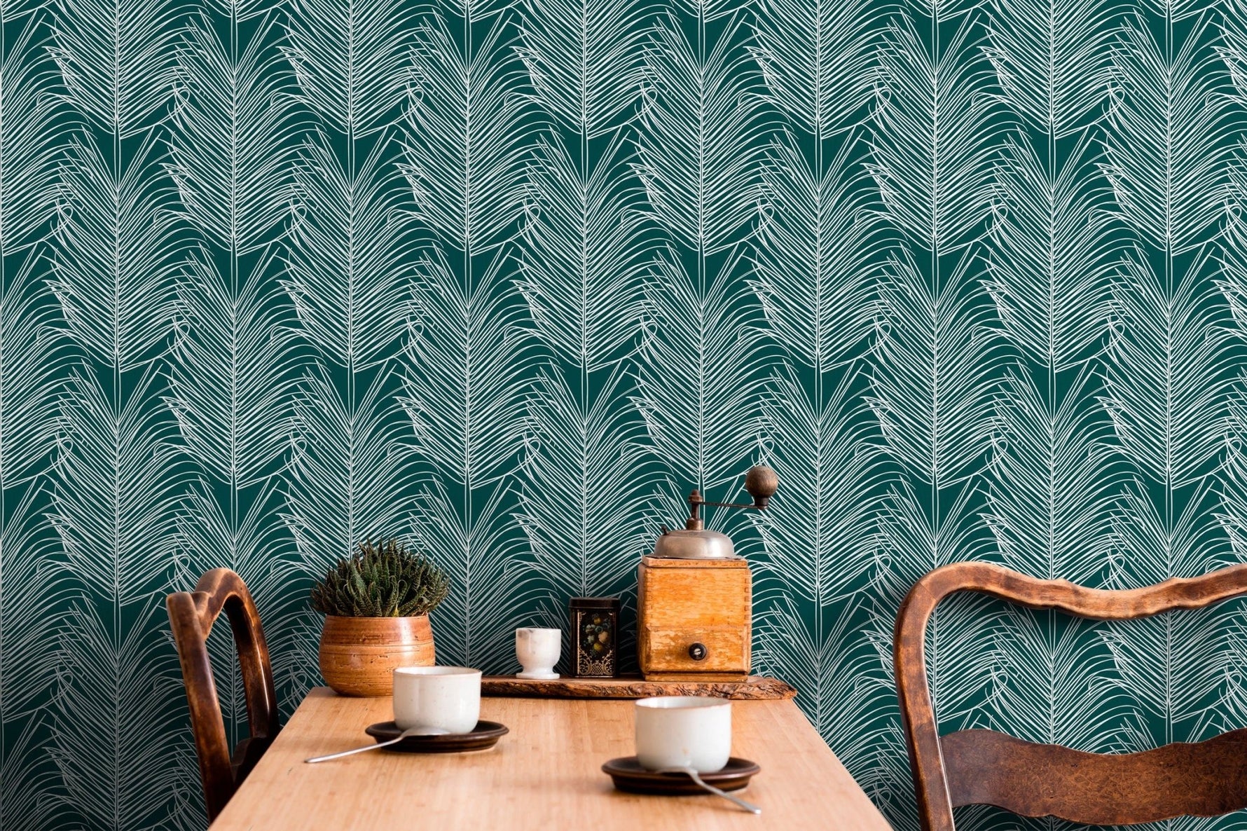 Tropical Palm Fronds Wallpaper - B595 - WallTrend
