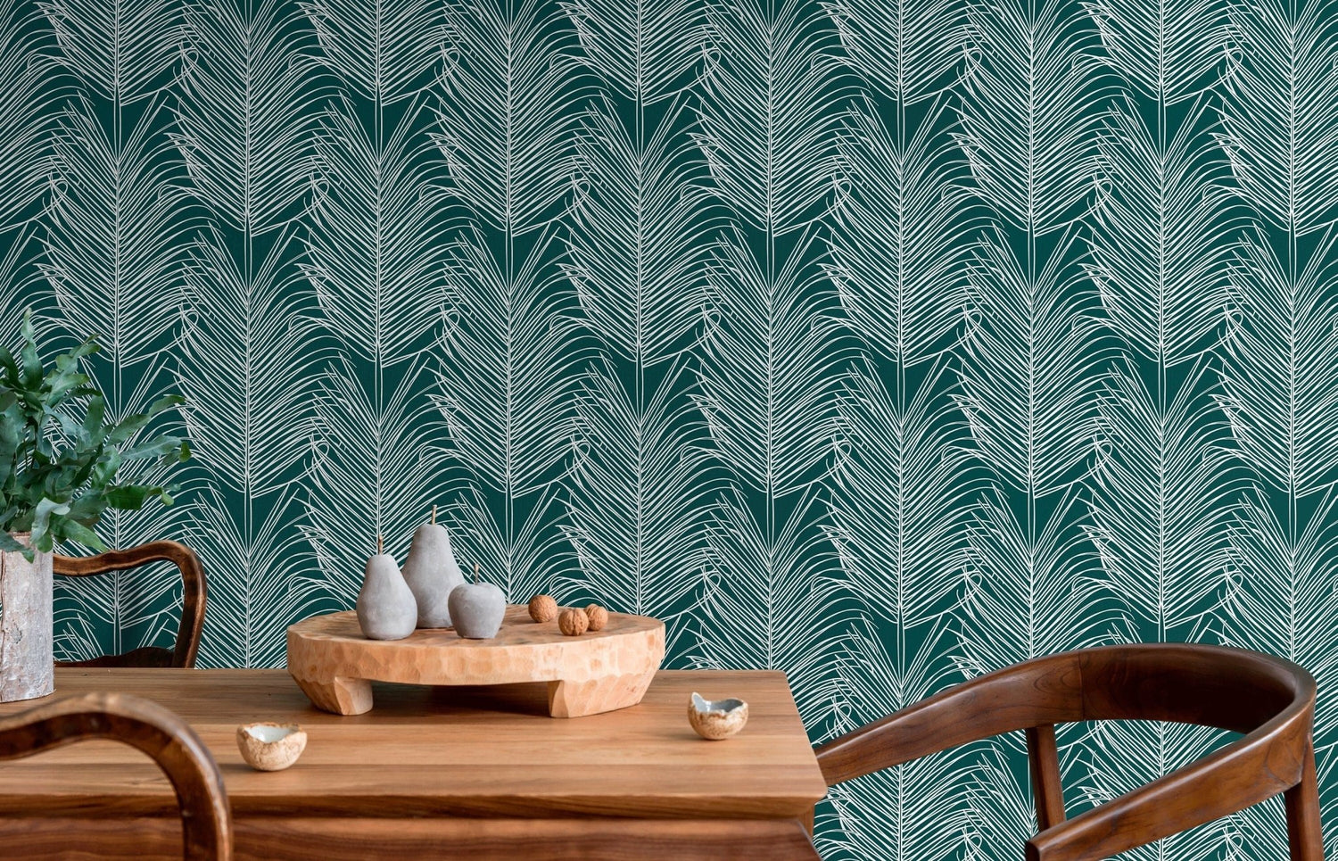 Tropical Palm Fronds Wallpaper - B595 - WallTrend