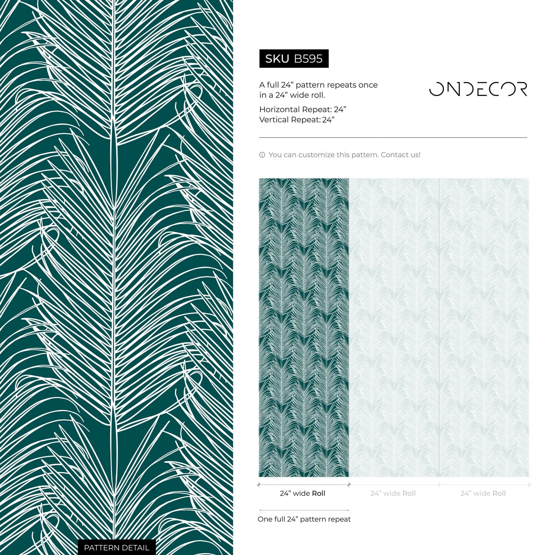 Tropical Palm Fronds Wallpaper - B595 - WallTrend
