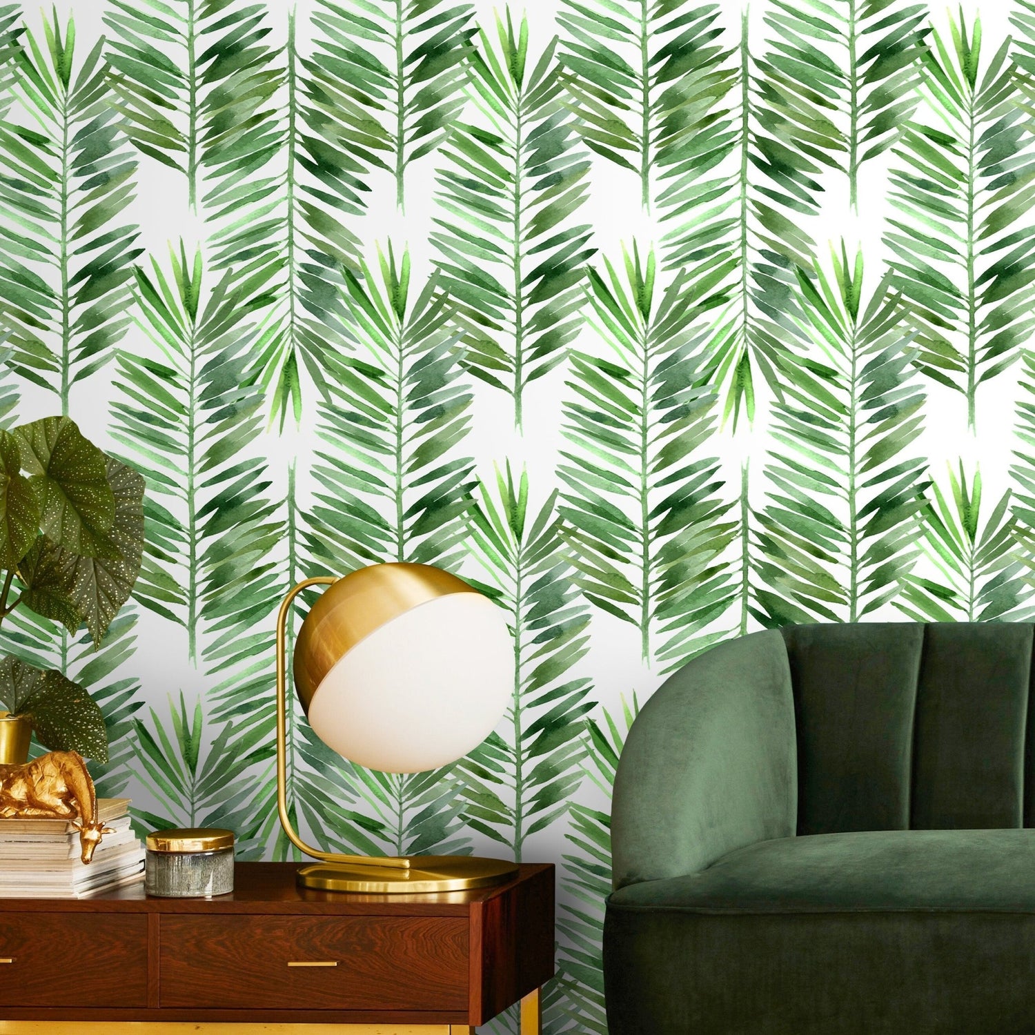 Tropical Palm Leaf Wallpaper - B597 - WallTrend