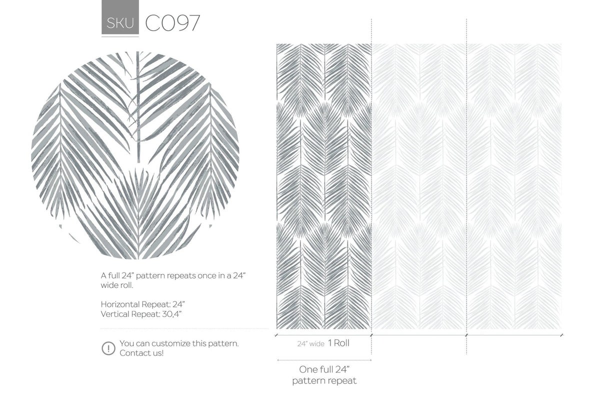 Tropical Palm Leaf Wallpaper - C097 - WallTrend