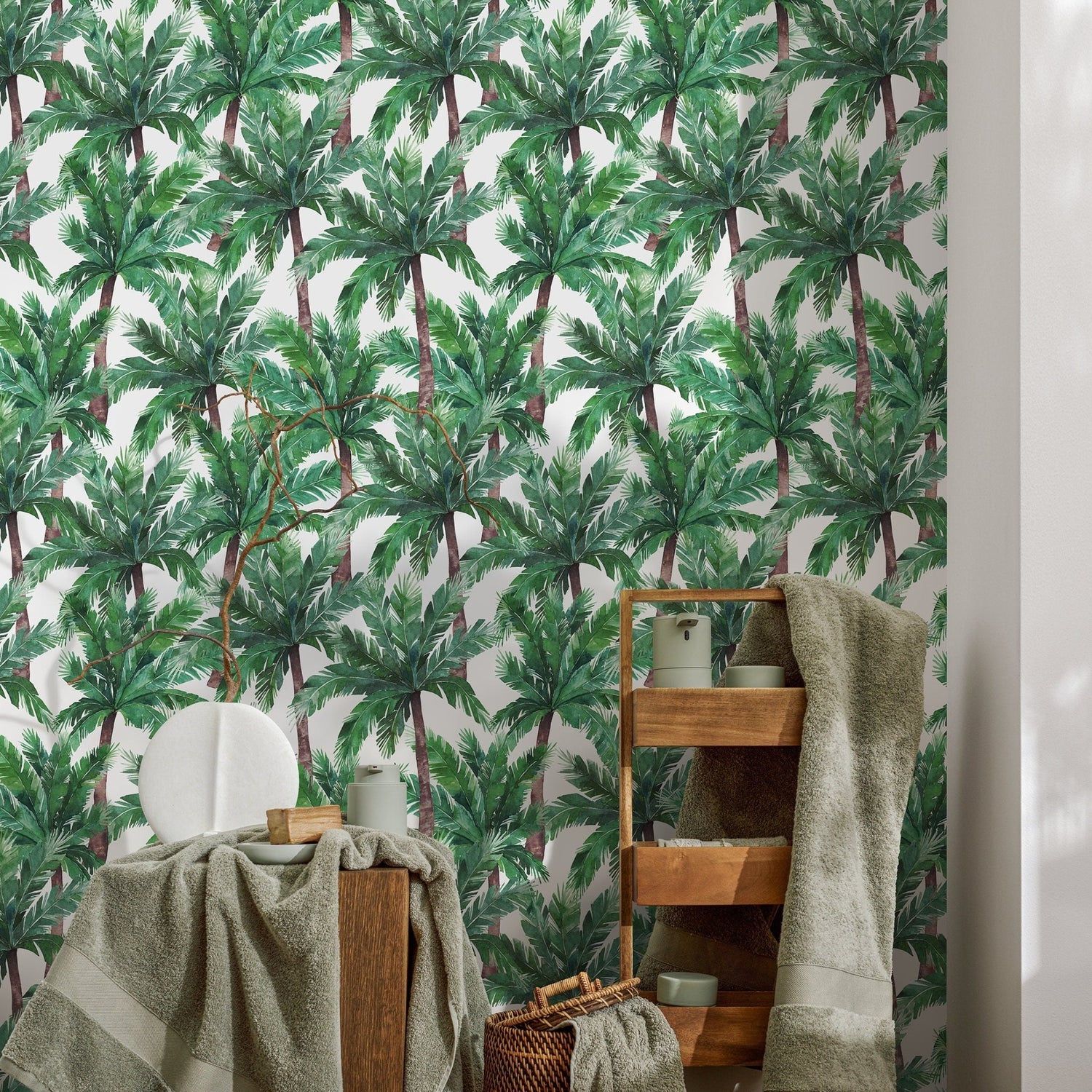 Tropical Palm Leaves Wallpaper - A019 - WallTrend
