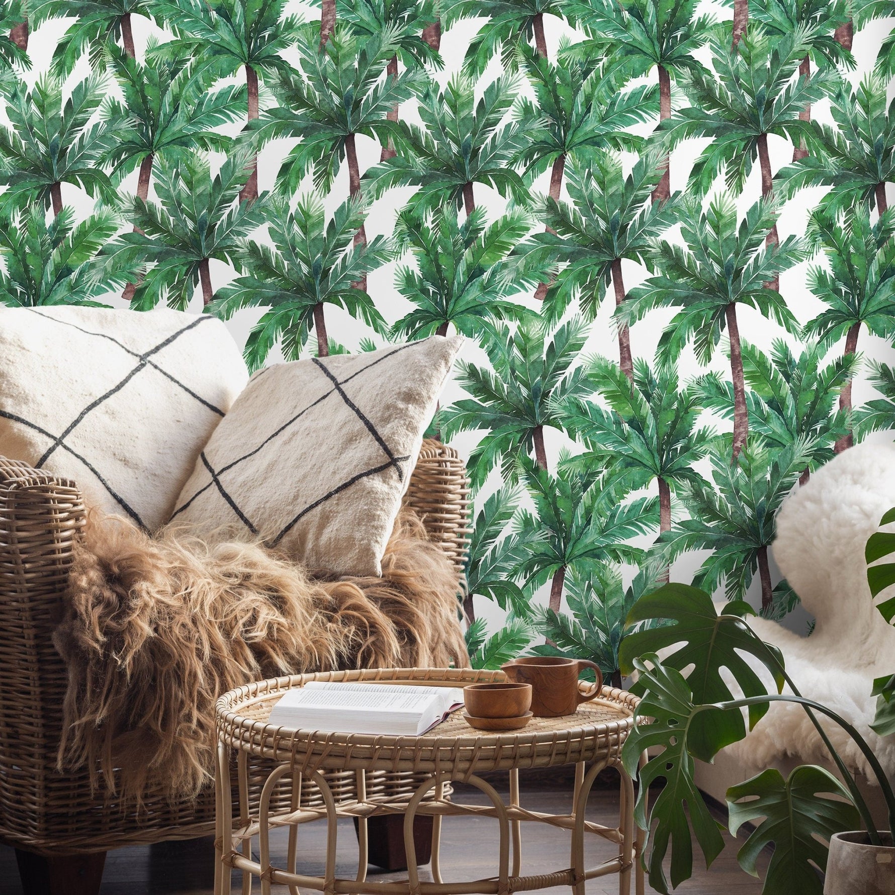 Tropical Palm Leaves Wallpaper - A019 - WallTrend