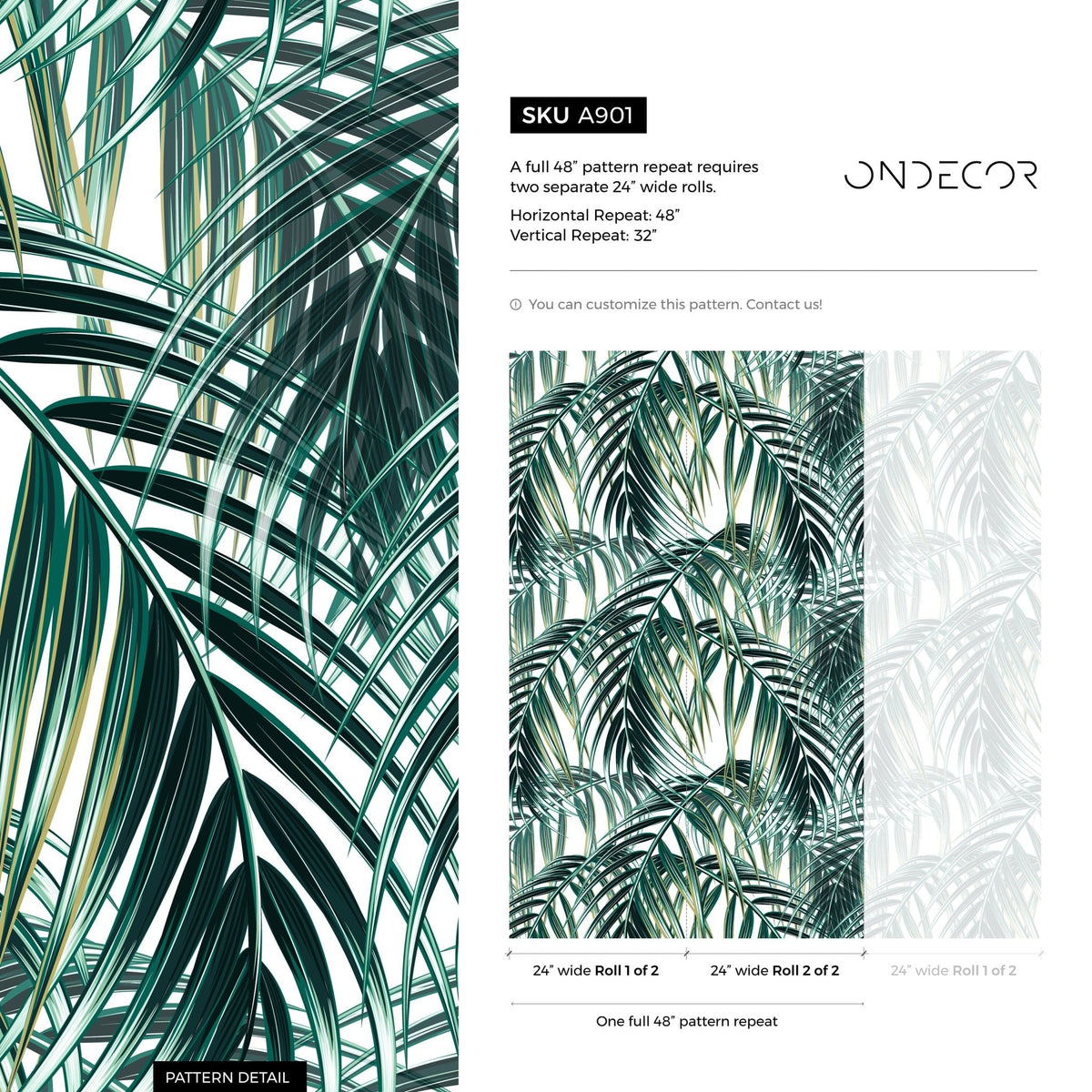 Tropical Palm Leaves Wallpaper - A901 - WallTrend