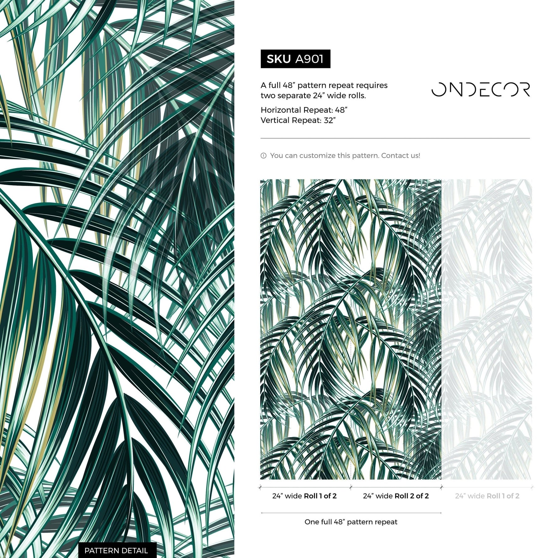 Tropical Palm Leaves Wallpaper - A901 - WallTrend