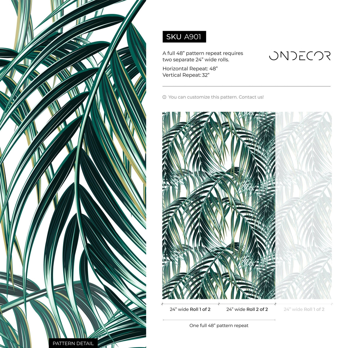 Tropical Palm Leaves Wallpaper - A901 - WallTrend