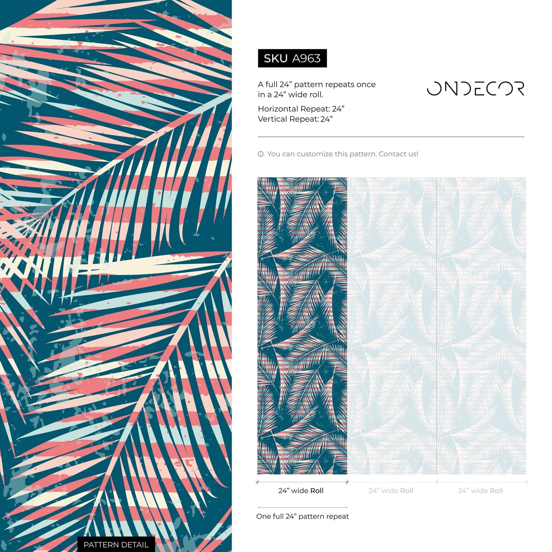 Tropical Palm Leaves Wallpaper - A963 - WallTrend