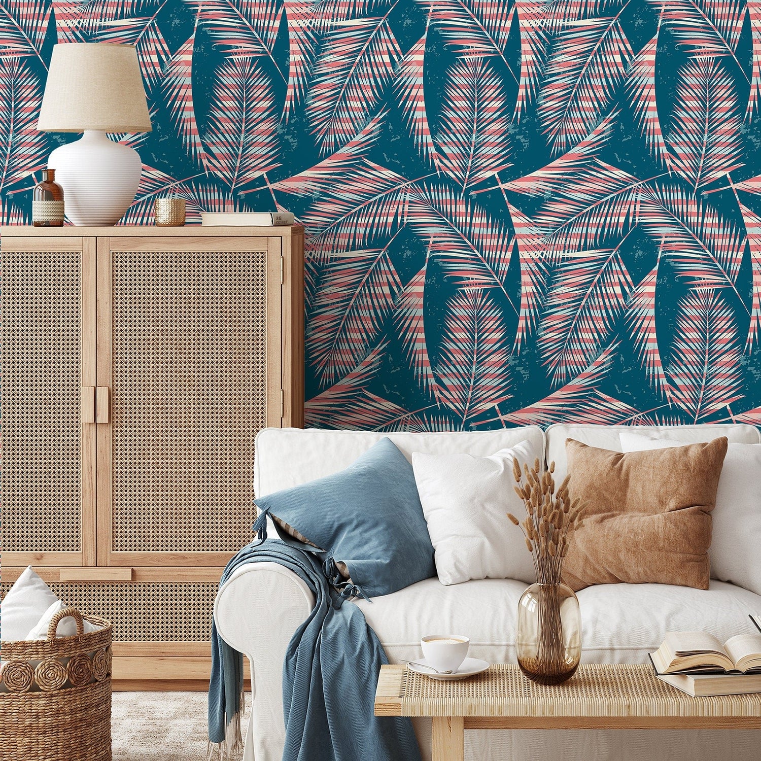 Tropical Palm Leaves Wallpaper - A963 - WallTrend